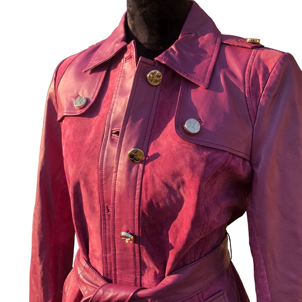 Iman Genuine Leather Mauve Coat size Small - Picture 9 of 17